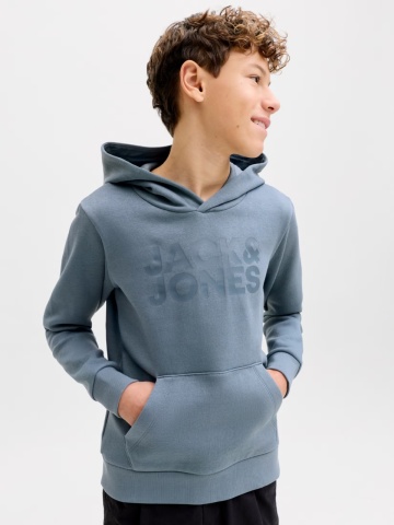 Jack & Jones Hanorac baieti, Regular Fit cu buzunar tip marsupiu si imprimeu cu logo, Albastru - Img 3