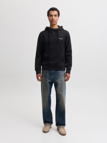 Jack & Jones Hanorac barbati, cu buzunar tip marsupiu, Relaxed Fit, JJEARCHIVE, Negru - Img 6