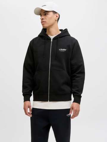 Jack & Jones Hanorac cu fermoar barbati, Soho, Relaxed fit, Negru