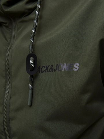 Jack & Jones Jacheta bomber cu gluga, JJERUSH HOOD, Verde inchis/Negru - Img 4