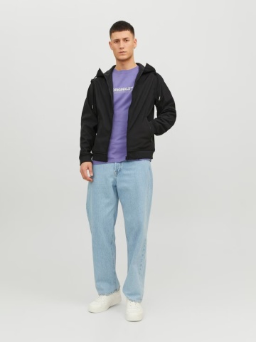 Jack & Jones Jacheta softshell, barbati, cu gluga, Regular fit, JJEBASIC, Negru - Img 6