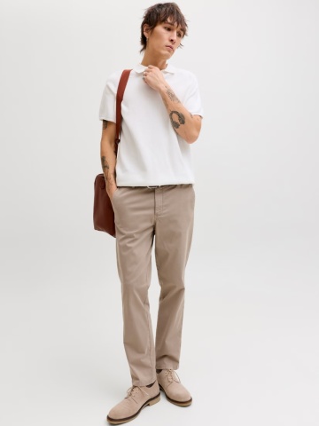 Jack & Jones, Pantaloni chino barbati, cu talie medie, Regular Fit, Jpstollie, Maro - Img 5