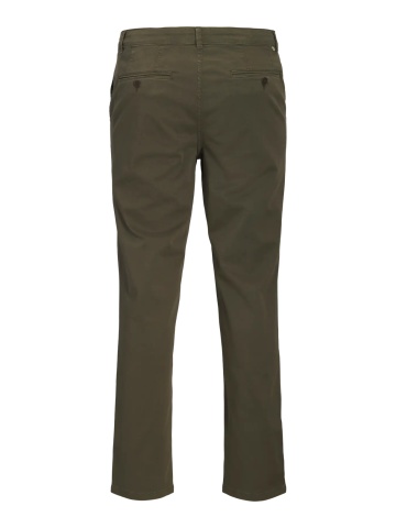 Jack & Jones, Pantaloni chino barbati, cu talie medie, Regular Fit, Jpstollie, Verde inchis - Img 9