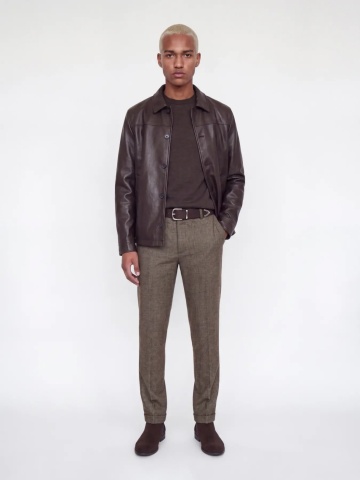 Jack & Jones Pantaloni chino, barbati, cu talie medie, Regular Fit, JPSTOLLIE, Maro inchis - Img 4