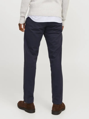 Jack & Jones, Pantaloni chino barbati, cu talie medie, Relaxed Fit, JPSTKANE BARRET, Bleumarin inchis - Img 2