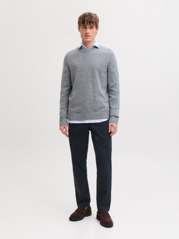 Jack & Jones, Pantaloni chino, barbati, Jpstollie Vance, Regular Fit, cu talie medie, Bleumarin inchis - Img 5