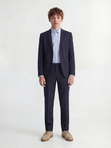 Jack & Jones Pantaloni costum baieti, SOLAR, cu talie medie si croiala Super Slim Fit, Bleumarin inchis - Img 5