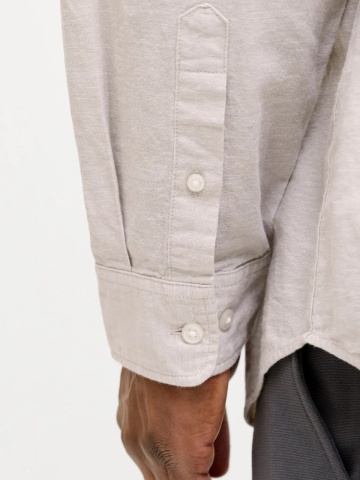 Jack & Jones Plus Camasa barbati big sizes, din amestec de in, Regular fit, Breeze, Bej - Img 5