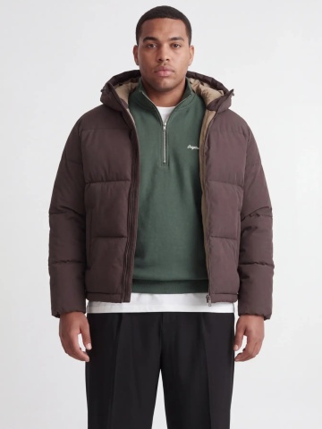 Jack & Jones Plus Geaca barbati big sizes, cu gluga, Regular fit, JJGALAXY, Maro inchis