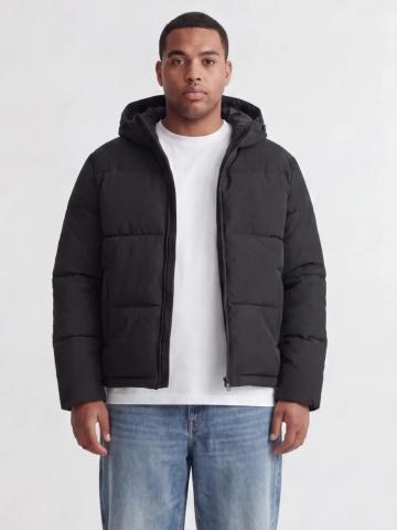 Jack & Jones Plus Geaca barbati big sizes, cu gluga, Regular fit, JJGALAXY, Negru