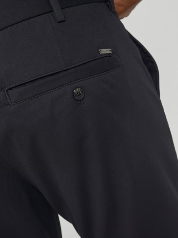 Jack & Jones Plus Pantaloni chino barbati big sizes, cu talie joasa si croiala Slim Fit, Negru - Img 4