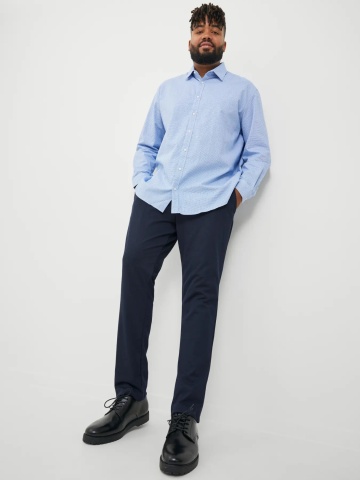 Jack & Jones Plus Pantaloni chino barbati big sizes, cu talie joasa si croiala Slim Fit, Bleumarin inchis - Img 7