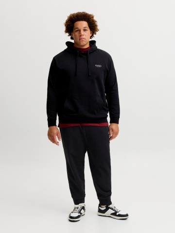 Jack & Jones Plus Pantaloni de trening barbati big sizes, JPSTGORDON, Regular fit, Negru - Img 5