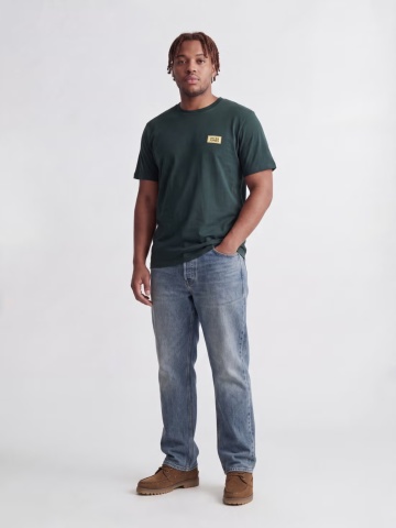 Jack & Jones Plus Tricou barbati big sizes, din bumbac, Regular fit, JJRUSH, Verde inchis - Img 6