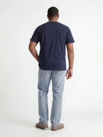 Jack & Jones Plus Tricou barbati big sizes, din bumbac, Regular Fit, JJBENSON, Bleumarin inchis - Img 4
