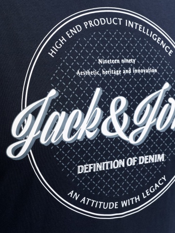 Jack & Jones Plus Tricou barbati big sizes, imprimeu text cu logo, Bleumarin inchis - Img 5