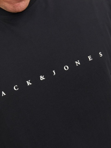 Jack & Jones Plus Tricou cu logo, barbati big sizes, din bumbac organic, Standard Fit, Negru - Img 3