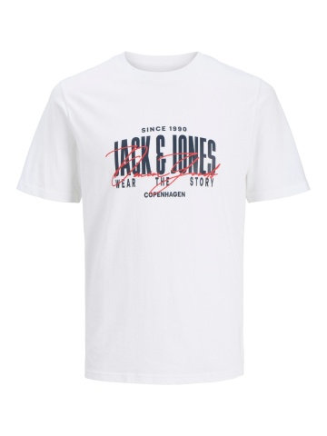 Jack & Jones Plus Tricou la baza gatului barbati big sizes, din bumbac, Regular Fit, Alb