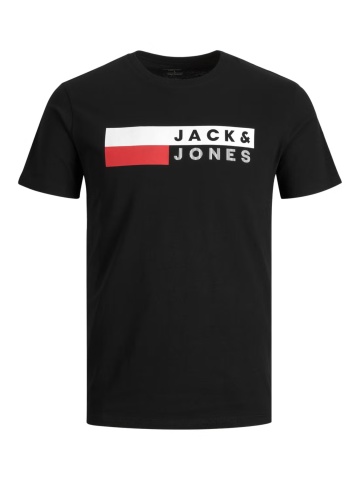 Jack & Jones Plus Tricou la baza gatului, barbati big sizes, din bumbac organic, Regular Fit, Negru - Img 8