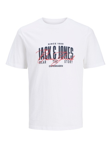 Jack & Jones Plus Tricou la baza gatului barbati big sizes, din bumbac, Regular Fit, Alb