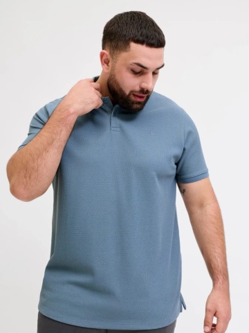 Jack & Jones Plus Tricou polo barbati big sizes, cu logo, Regular fit, Austin, Albastru - Img 3