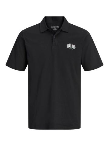 Jack & Jones Plus Tricou polo barbati big sizes, din jerseu de bumbac, Regular Fit, Negru