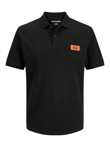 Jack & Jones Plus Tricou polo barbati big sizes, din piqué de bumbac, Regular fit, JJRUSH, Negru