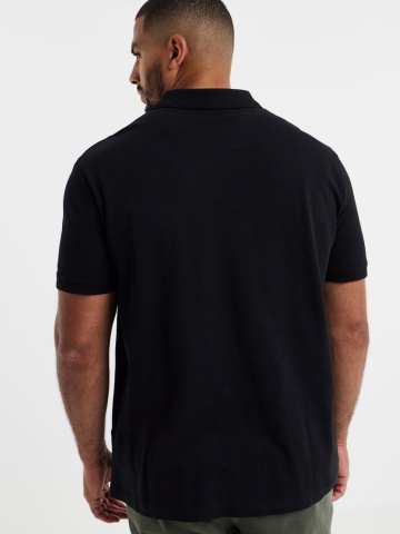 Jack & Jones Plus Tricou polo barbati big sizes, din piqué de bumbac, Regular fit, JJRUSH, Negru - Img 2