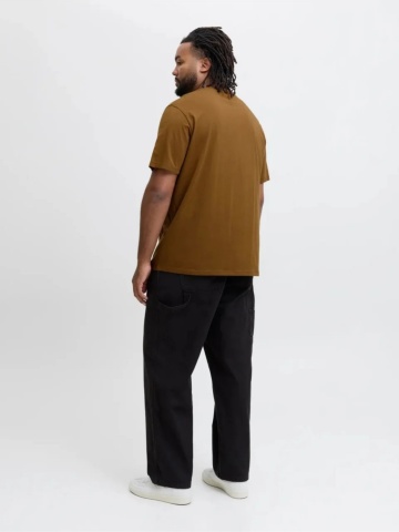 Jack & Jones Plus Tricou simplu barbati big sizes, Bradley, decolteu la baza gatului, Maro - Img 7
