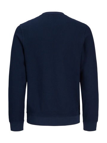 Jack & Jones Pulover barbati din bumbac organic, decolteu la baza gatului, Regular Fit, JPRBLUALVES, Bleumarin inchis - Img 8