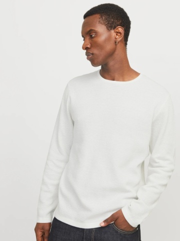 Jack & Jones Pulover tricotat barbati cu decolteu la baza gatului, Alb - Img 5