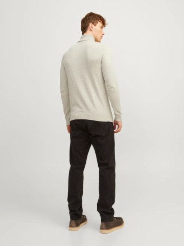Jack & Jones Pulover tricotat barbati, cu guler inalt, Regular fit, JJEEMIL, Bej - Img 7