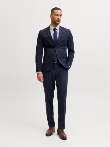 Jack & Jones Sacou elegant barbati, JPRFRANCO, cu croiala Super Slim fit, Bleumarin inchis - Img 4
