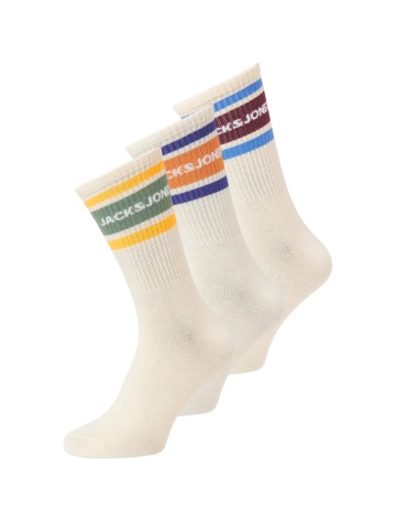 Jack & Jones Set 3 perechi de sosete lungi, barbati, amestec de bumbac, JACNICE, Crem
