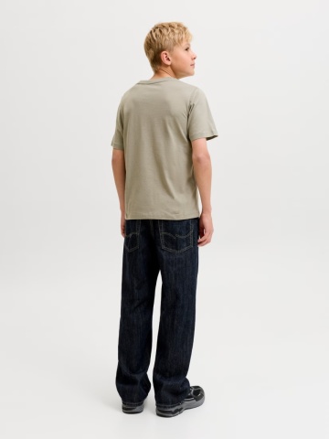 Jack & Jones Tricou baieti, din bumbac, Regular fit la baza gatului, Olive - Img 2