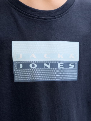 Jack & Jones Tricou baieti, Regular fit la baza gatului, Bleumarin inchis - Img 4