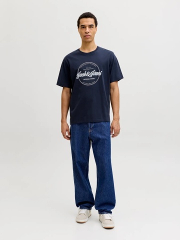 Jack & Jones Tricou barbati, din bumbac, Regular fit, JJEDOVER, Bleumarin inchis - Img 6