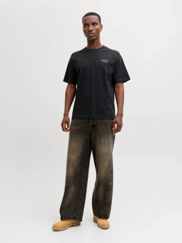 Jack & Jones Tricou barbati, din bumbac, Relaxed Fit, JJEARCHIVE, Negru - Img 5