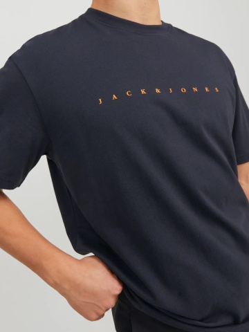 Jack & Jones Tricou barbati JJESTAR JJ TEE SS, cu textul Jack & Jones, Relaxed Fit, Bleumarin inchis - Img 3
