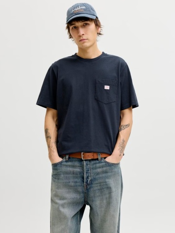 Jack & Jones Tricou barbati, JPRBLUCALEB SS TEE, Regular Fit, Bleumarin inchis