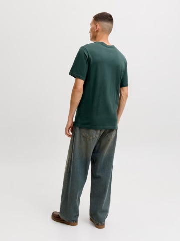 Jack & Jones Tricou barbati la baza gatului, din bumbac, Regular Fit, JJAERO, Verde inchis - Img 6