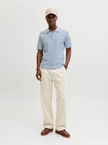 Jack & Jones, Tricou polo barbati cu aspect tricotat, Regular fit, Albastru pastel - Img 6