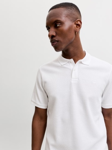Jack & Jones Tricou polo barbati, din amestec de bumbac, Regular Fit, JJEAUSTIN, Alb - Img 3
