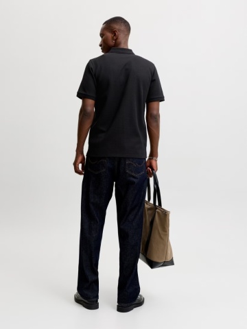 Jack & Jones Tricou polo barbati, din amestec de bumbac, Regular Fit, JJEAUSTIN, Negru - Img 2