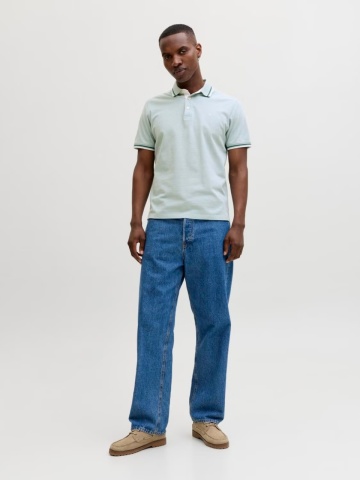 Jack & Jones Tricou polo barbati, Slim fit cu guler contrast, Verde deschis - Img 6