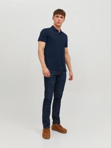 Jack & Jones Tricou polo Basic, Slim Fit, din bumbac, Bleumarin inchis - Img 6