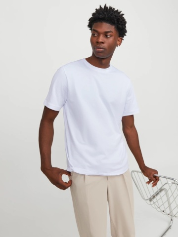 Jack & Jones, Tricou simplu, barbati cu decolteu la baza gatului, Alb - Img 5