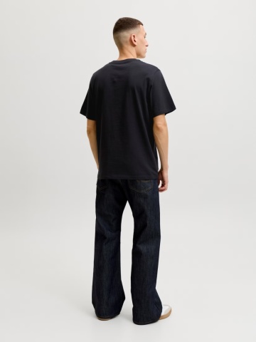 Jack & Jones Tricou simplu, barbati, din 100% bumbac, cu imprimeu cu logo, Negru - Img 7