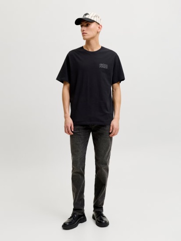 Jack & Jones Tricou simplu, barbati, din 100% bumbac, cu logo, Negru - Img 6