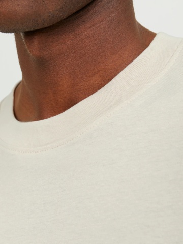 Jack & Jones, Tricou simplu, Bradley, barbati, din bumbac, Relaxed fit, Bej - Img 4
